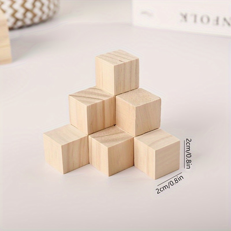 Craft Wooden Blocks 1cm -6cm Square Cube Natural Wood Cubes Puzzle Making  DIY