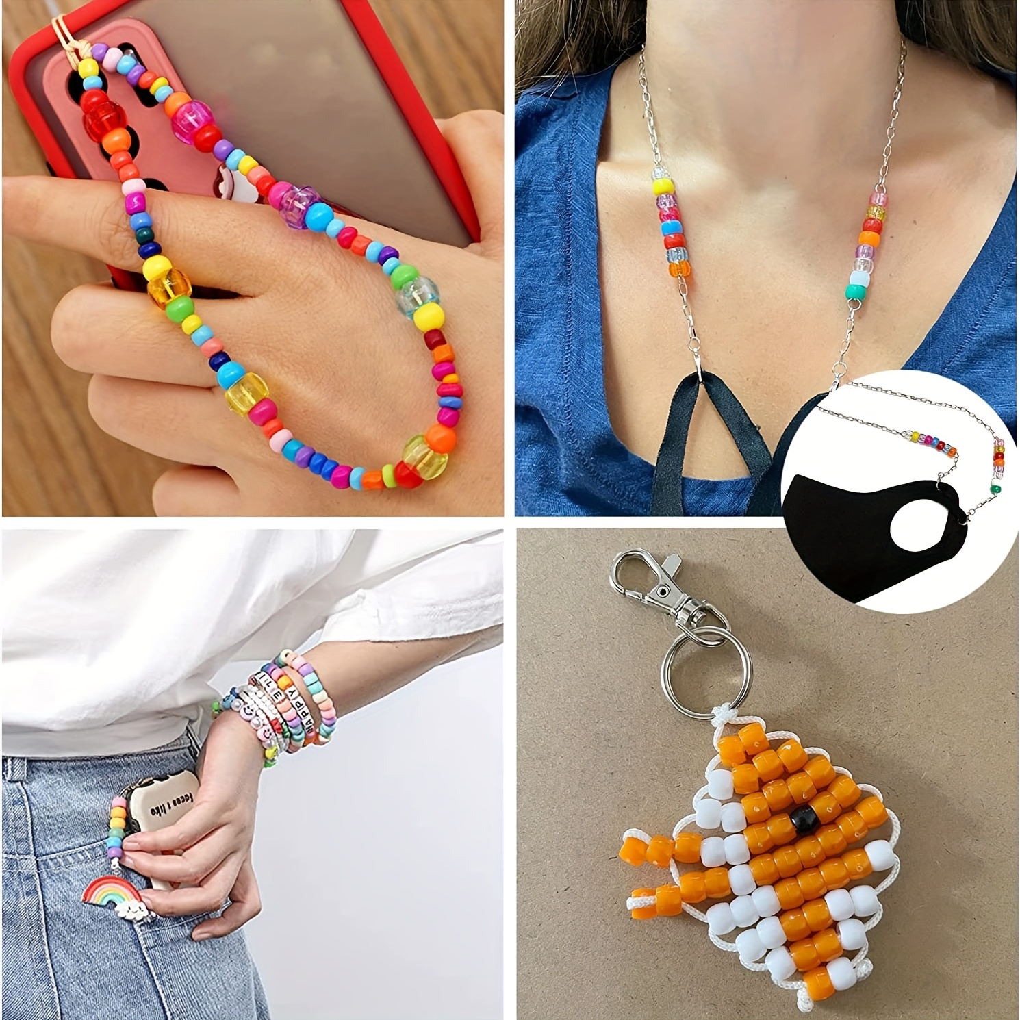 401Pcs/Bag Hair Beads Beading Kits for Kids Hair Acrylic Magic Beads  Elastic Rubber Bands for