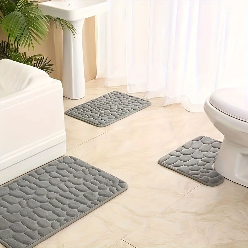 1pc/3pcs Memory Foam Bath Mat, Non-Slip Bathroom Rug, Toilet U-Shape Mat,  Soft And Comfortable Carpet, Soft Absorbent Foot Mat, Bathroom Accessories