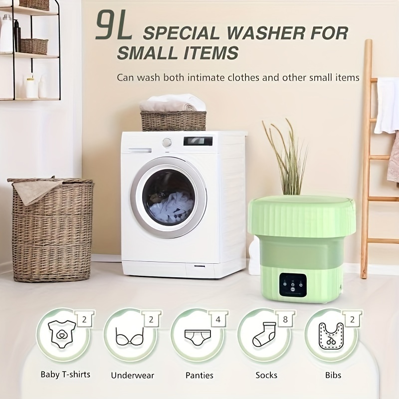 1pc Folding Washing Machine, Mini Washing Machine, Portable Washer For  Travel Use, Underwear Bra Socks Washing Machine For Home Use, 8L Large  Capacity