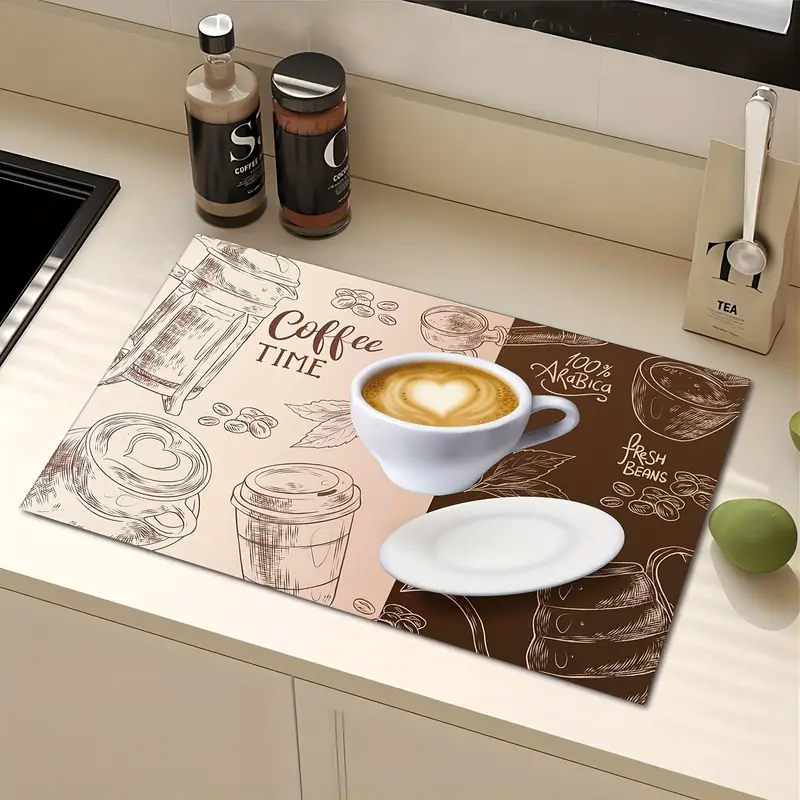 Coffee Maker Mat For Kitchen Counter Protector Retro Dish - Temu