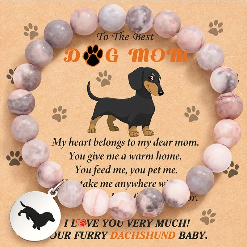 Dog Mom Gifts For Women, Dog Gifts For Dog Lovers With Gift Message Card,  Natural Stone Dog Mom Charm Bracelets, Dog Lover Gift Idea For Mothers Day,  Birthday - Temu Australia