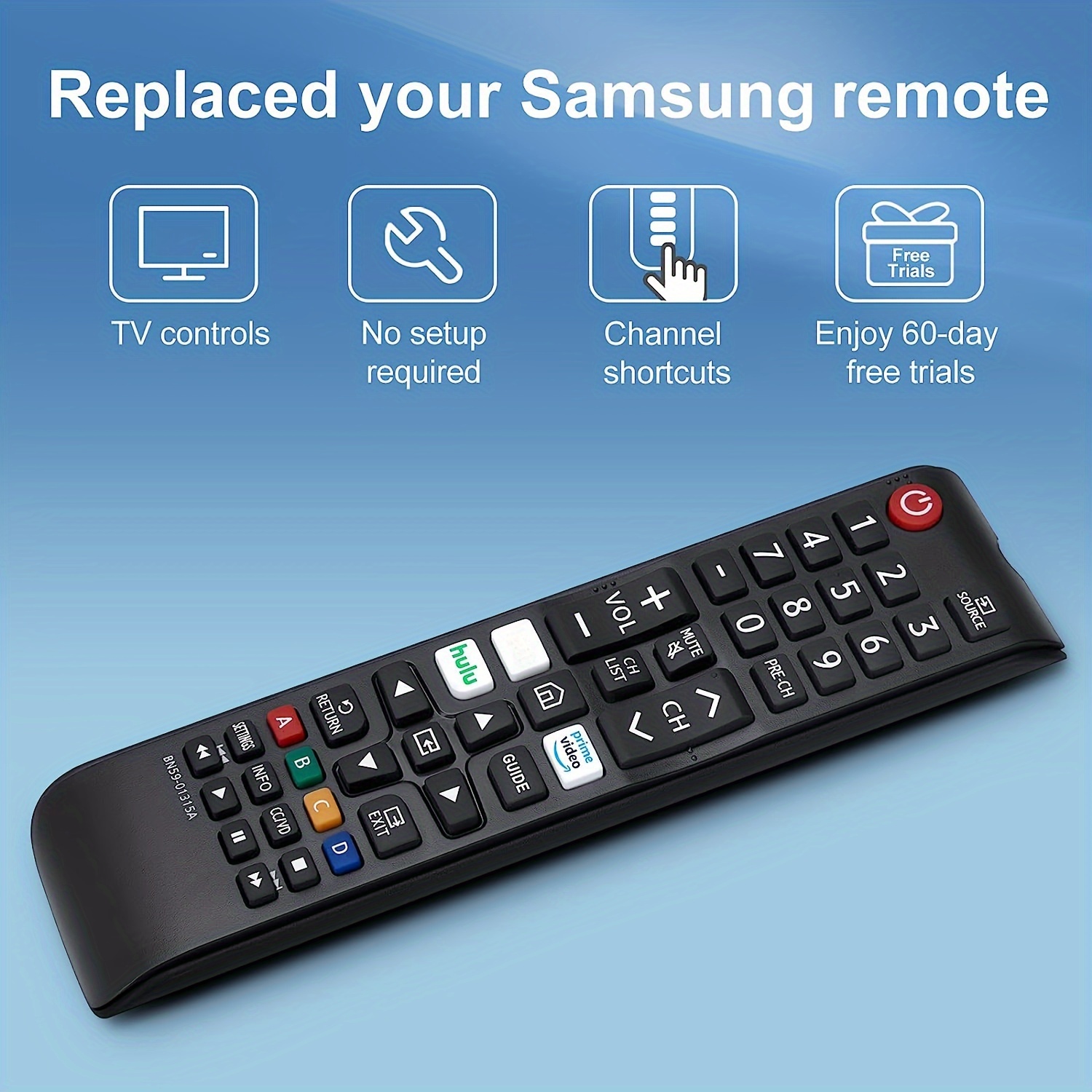 Mando a distancia universal, BN59-01315A para todos los televisores  inteligentes Samsung, compatible con todos los televisores inteligentes  Samsung 4K