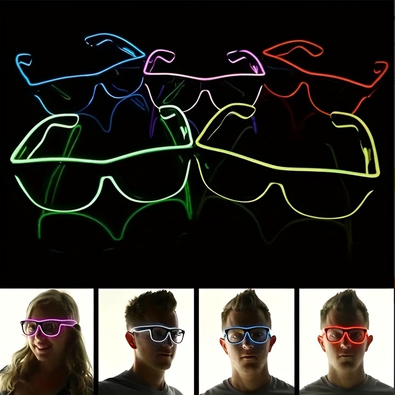 Glow Led Neon Sunglasses Women Men Light Up Led El Wire Rave - Temu