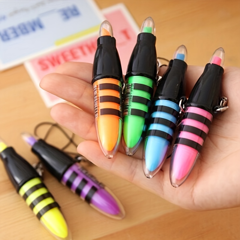 6pcs Highlighter Pens, Mini 6-color Fluorescent Marker Pens, Coloring Pens  For Planners/journals/notebooks/study Notes