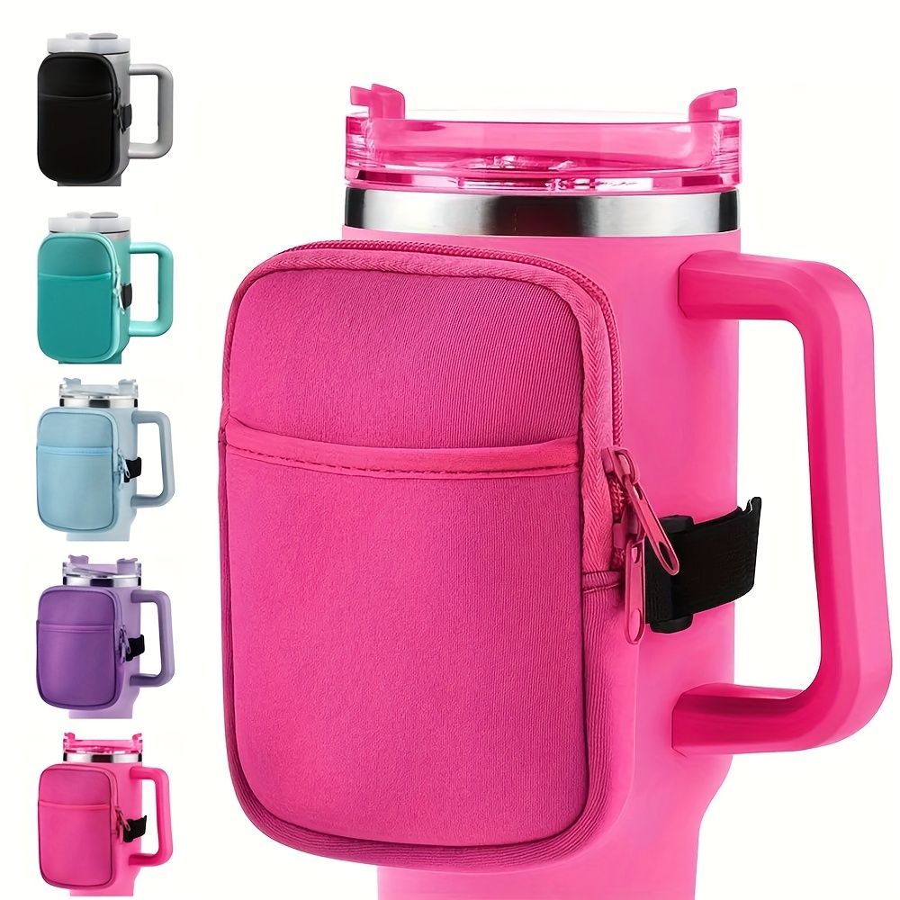 Compact Water Bottle Pouch With Pocket For Stanley Tumbler - Temu