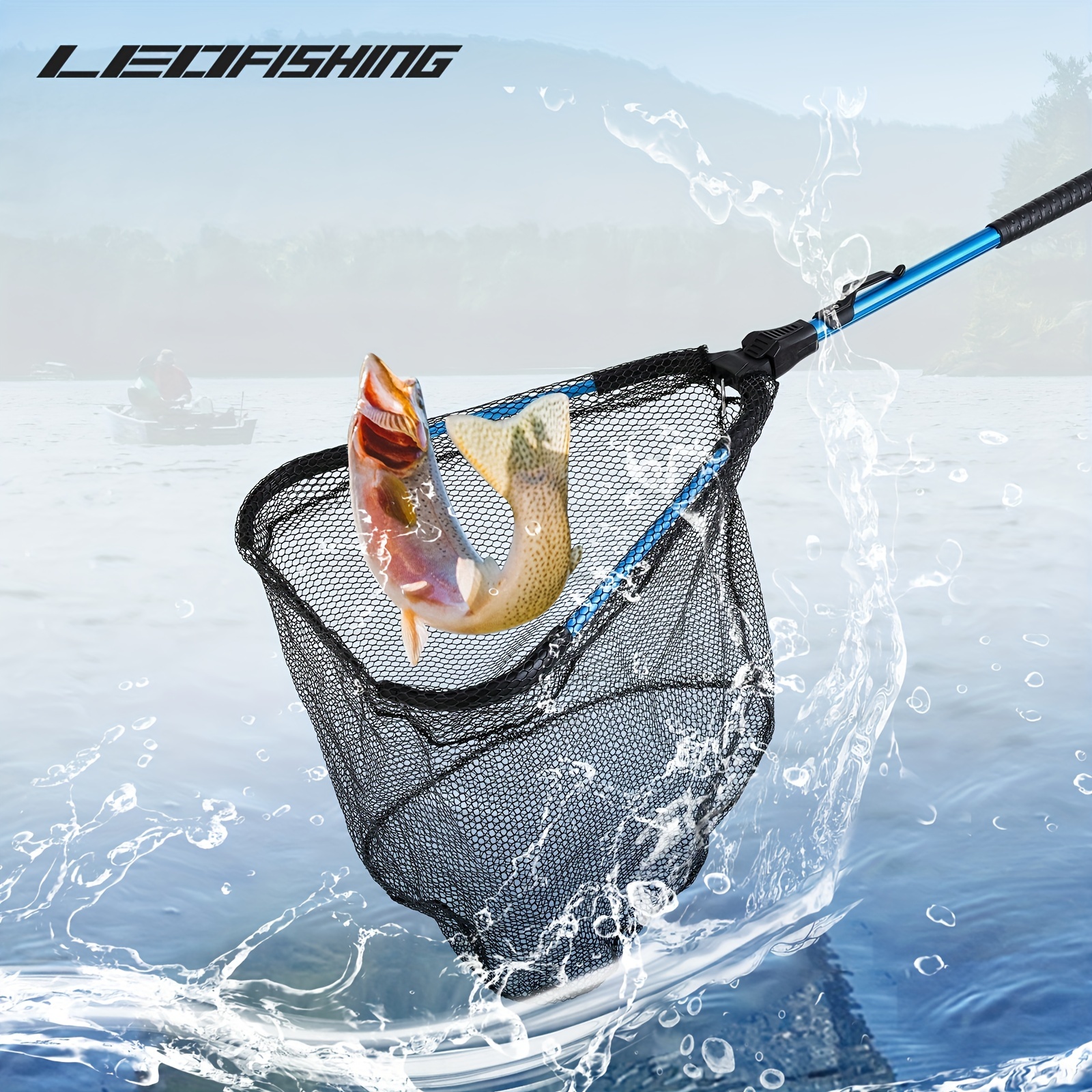 LEOFISHING Portable Aluminum Fishing Net - Foldable and Retractable for  Freshwater and Saltwater Fishing - Lightweight and Durable