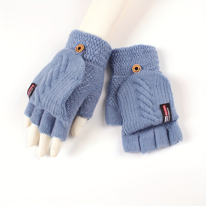 1pair Women's Open Finger Knitted Wool Writing Gloves For Autumn