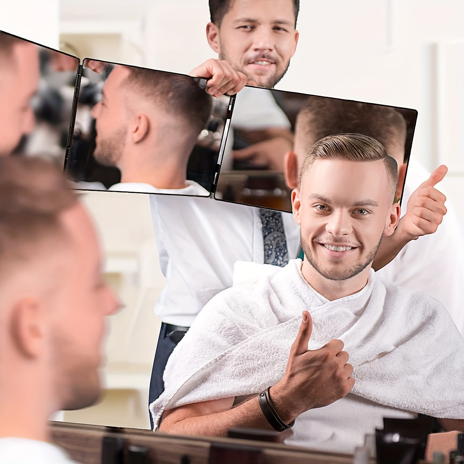 3 Way Mirror for Hair Cutting 360 Mirror Self Haircut Mirror Home Styling  Barber Mirror Haircut Mirror with Trifold Self Cut Mirror Easy to Install Self  Haircut System for Men and Women