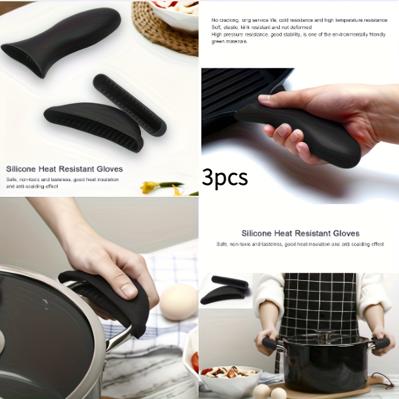 3Pcs Silicone Pot Holder Cast Iron Hot Skillet Handle Cover