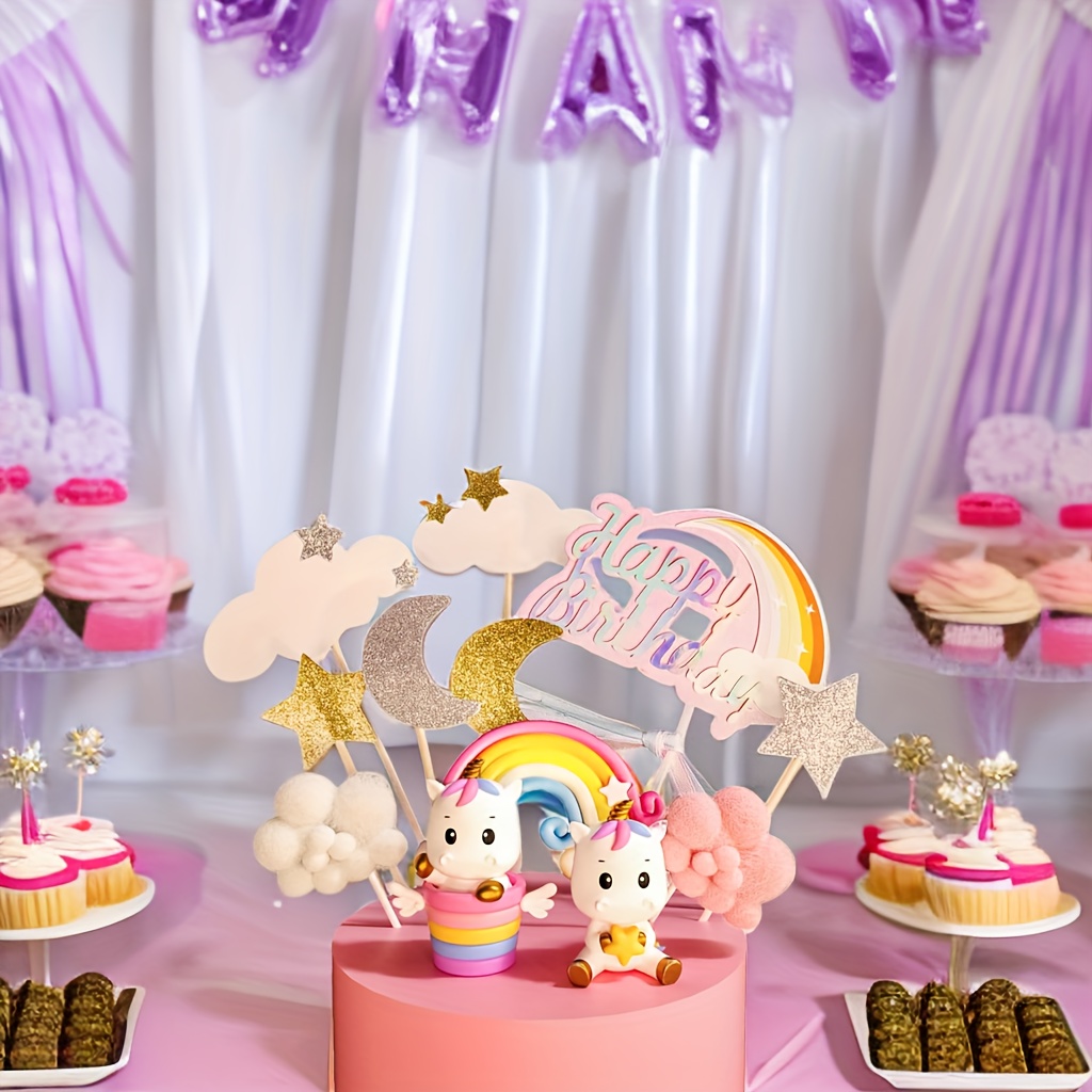 Unicorn Rainbow Cake Topper Unicorn Birthday Decorations Birthday