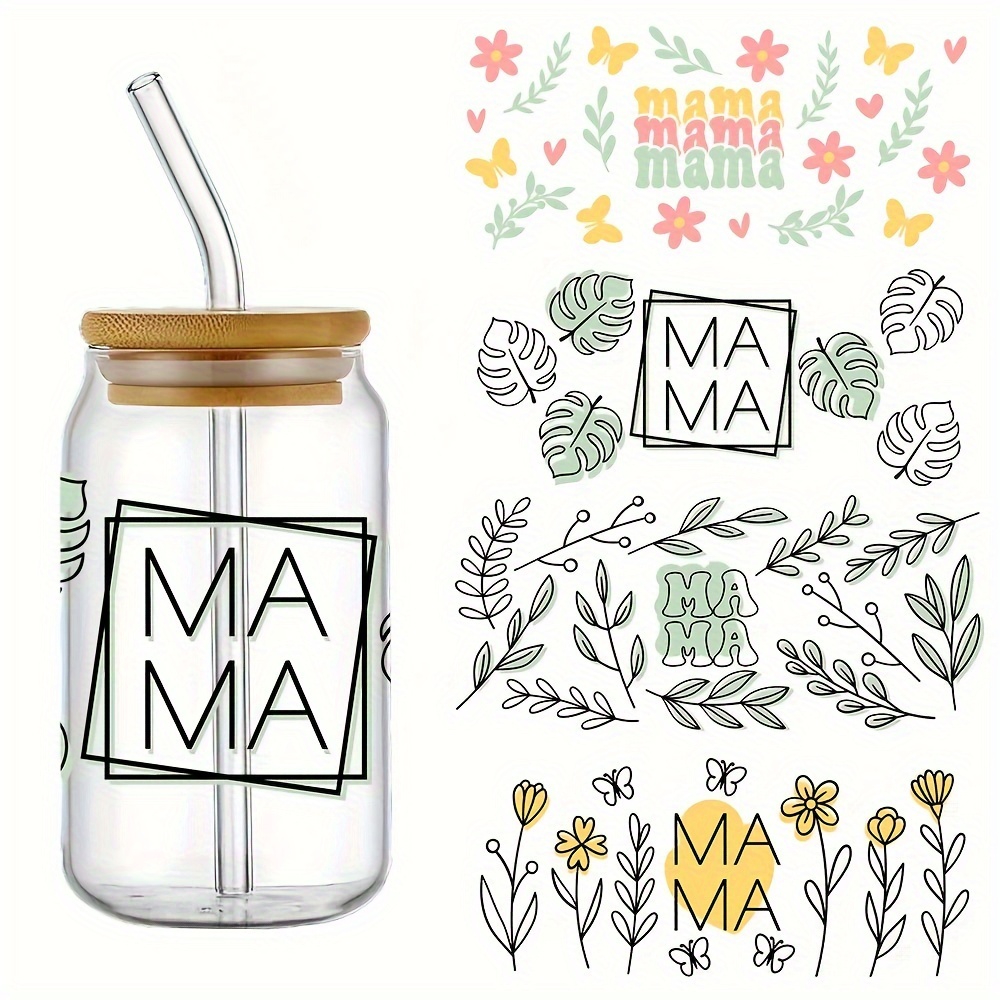 Mama Uv Dtf Cup Wraps Decals Waterproof Transfer Stickers - Temu