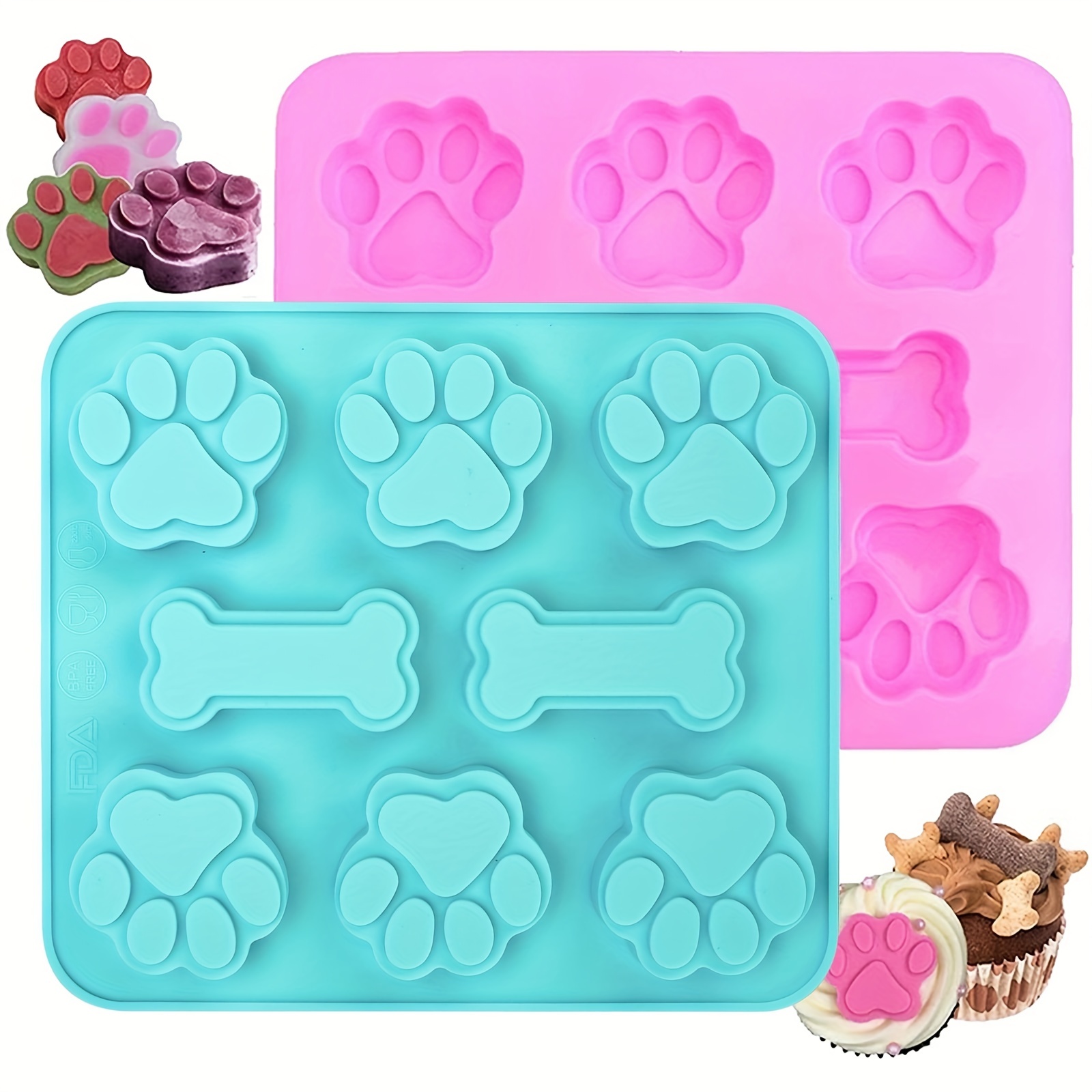 Dog Paw Bone Chocolate Molds 3d Silicone Molds Cute Puppy - Temu