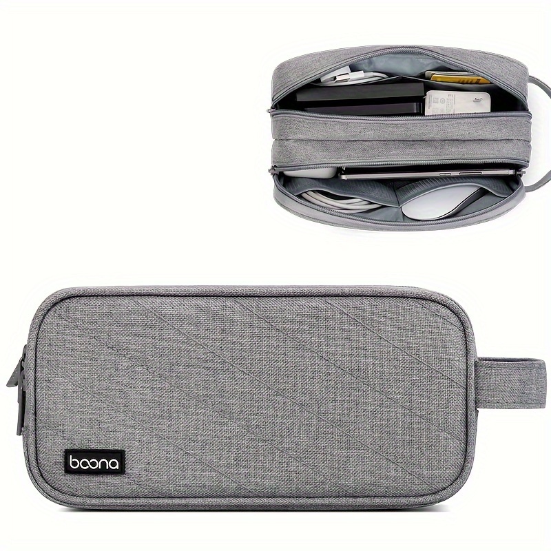 Men's Sleek Travel Organizer for Electronics - Phone, Power Bank & Cable Storage Pouch