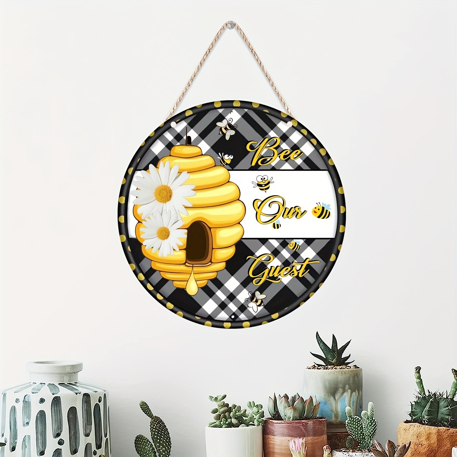 Bee Round Sign Wreath Bee Our Guest Sign Bee Decor Summer Sign Bee Hive  Sign Wall Art Plaque Decor For Home Party Door Decoration Outdoor Indoor  Wall Panel Mural - Temu