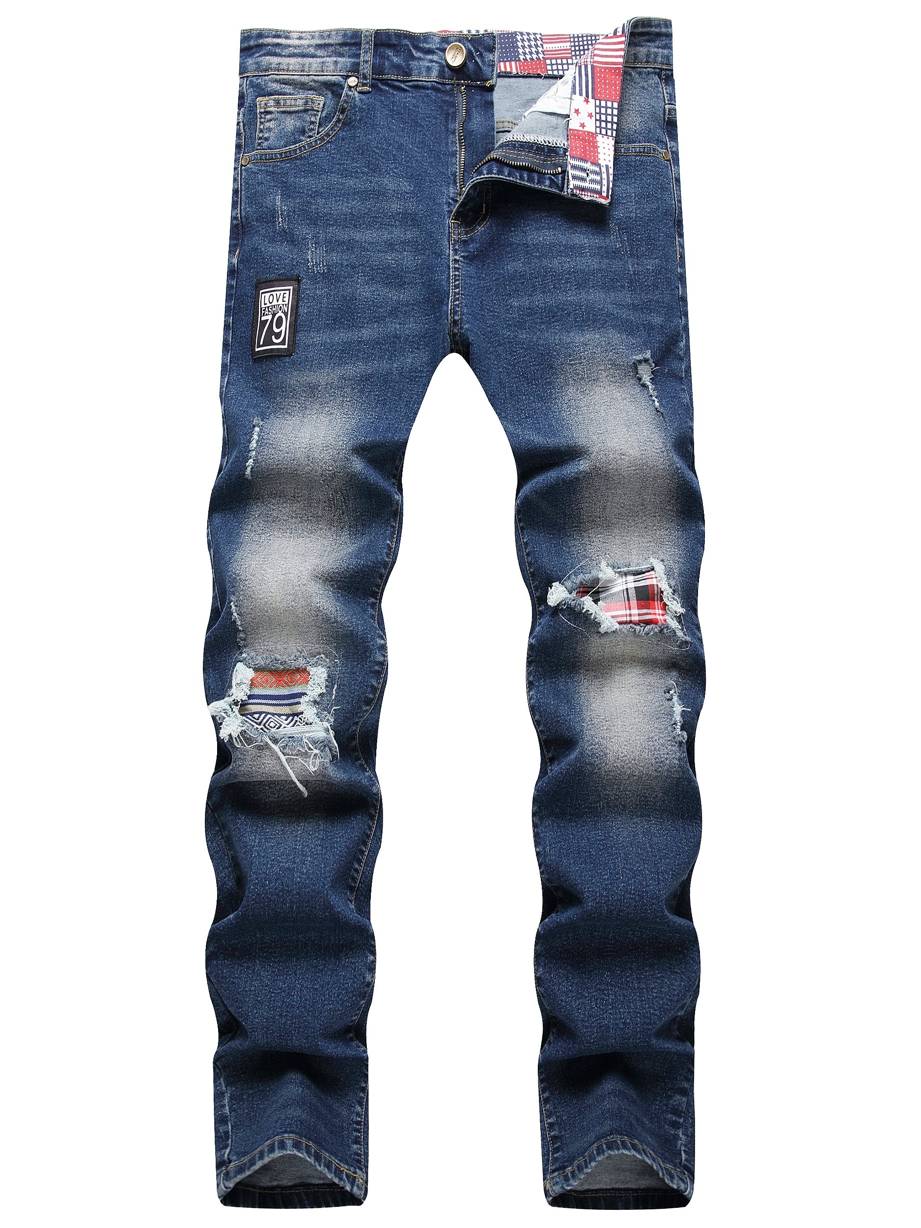 Slim Fit Straight Leg Cotton Jeans Men's Casual Street Style - Temu