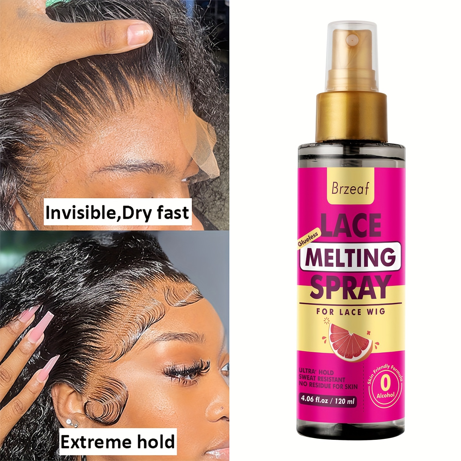 Lace Melting Spray, Lace Wig Melting Spray ,Strong Natural Finishing Hold, Wig Melting Spray & Hair Adhesive for Wigs,Wig Adhesive Glue Lace Front