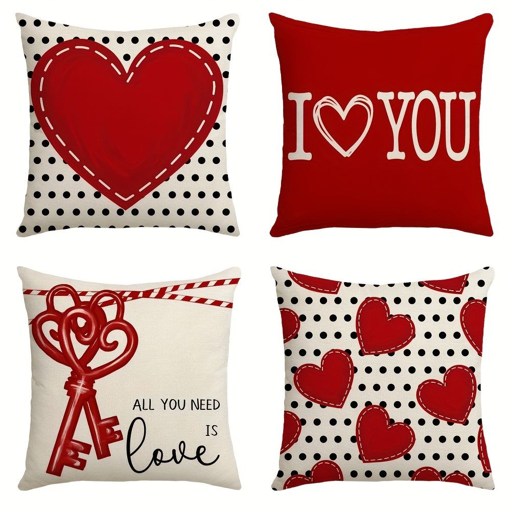 Valentines Day Pillow Covers Love Heart Valentines Day Throw - Temu