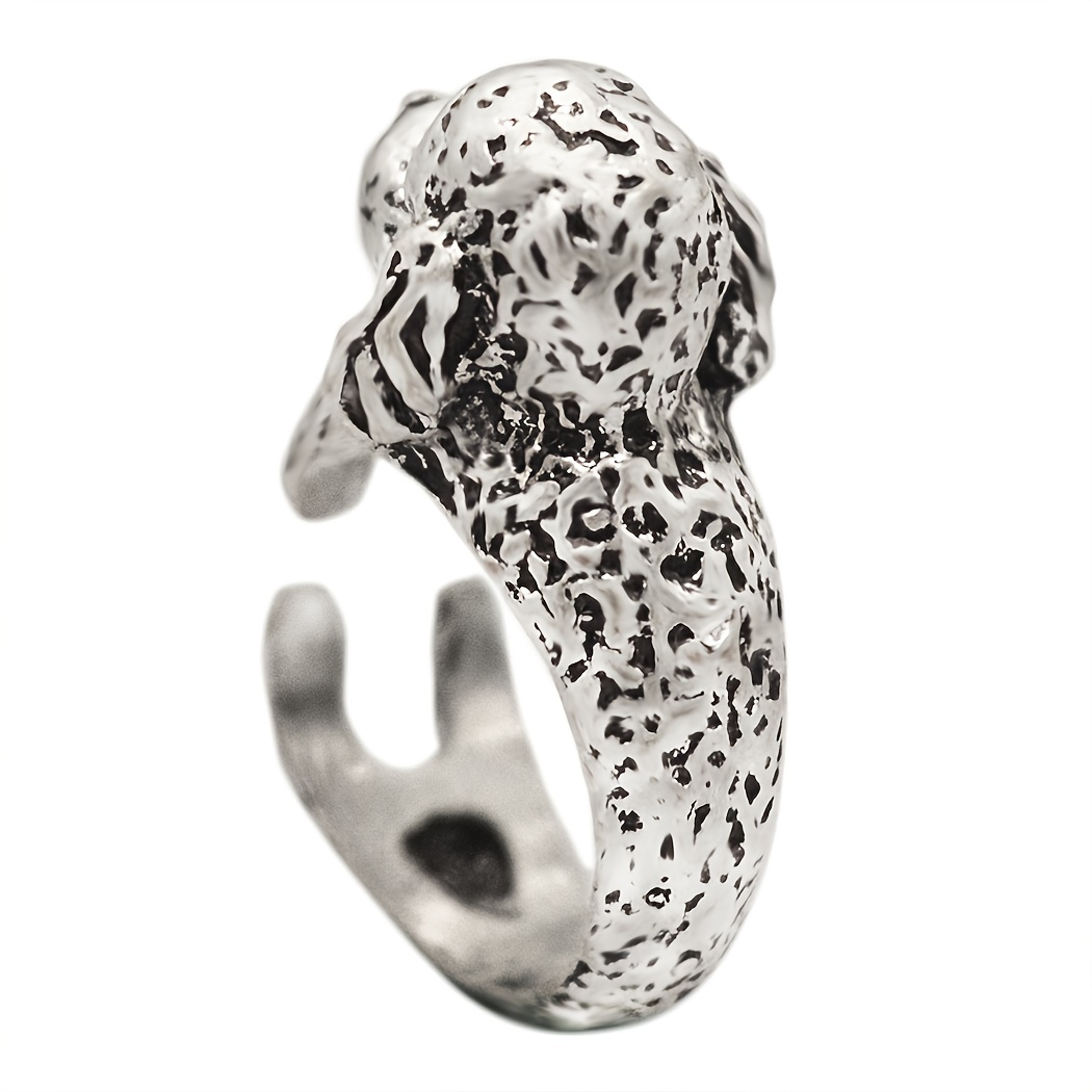 Pet Gift Boho Poodle Dog Animal Rings, Adjustable Statement