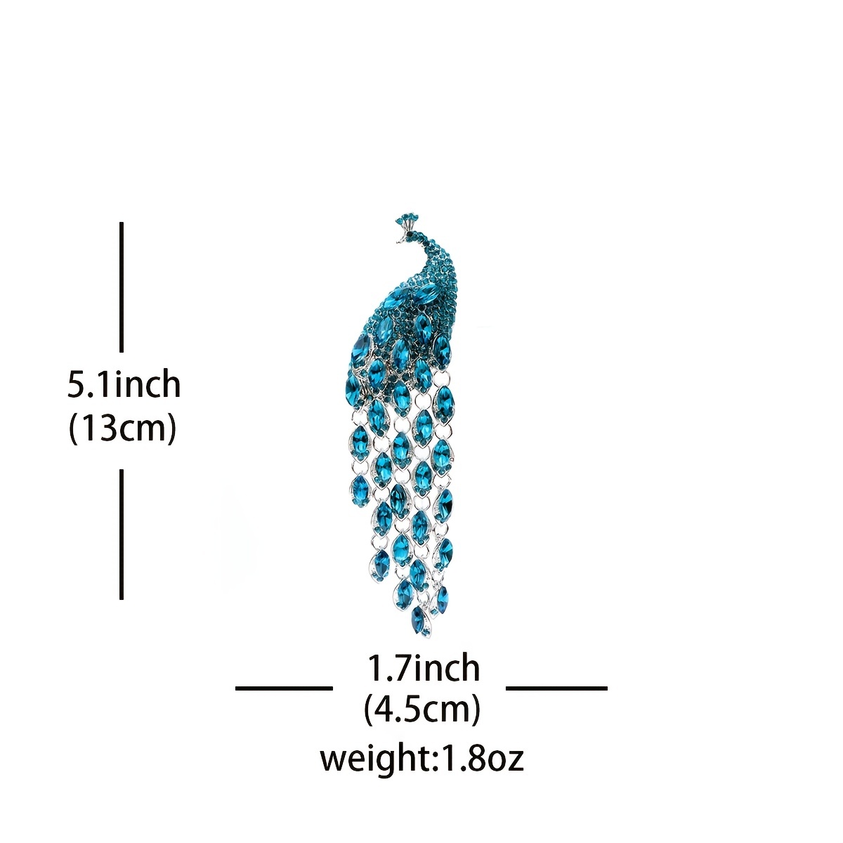 Tassel Peacock Brooch, Elegant Animal Accessory