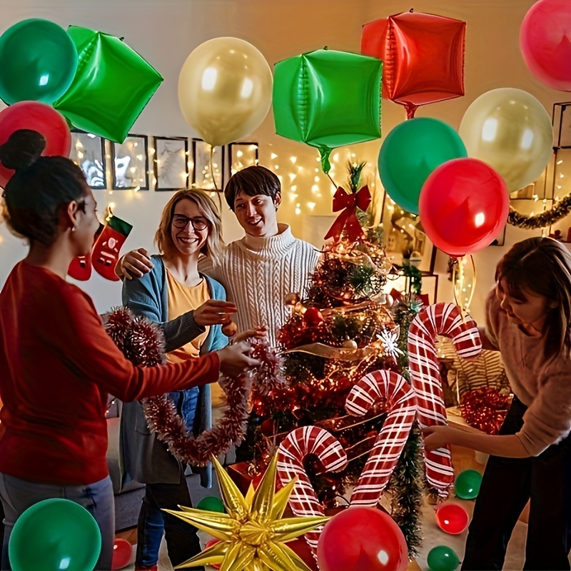 200 pièces Boîte de Noël Ballon Guirlande Arche Kit Bonbons de Noël Canne  Moulin à vent Design Ballons Cadeau Boîte Ballons Étoile Ballons