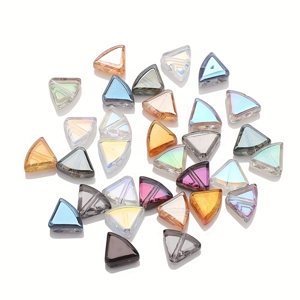 

30pcs 10mm Medium Hole Fan-shaped Charms Electroplating Crystal Glass Beads For Jewelry Making Diy Earrings Bracelet Necklace Nail Art Accessories