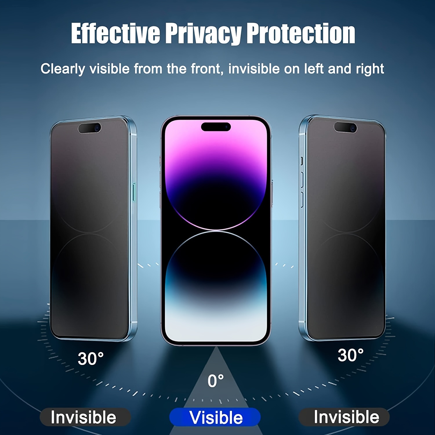 2-Pack Tempered Glass Privacy Screen Protector for iPhone 16/15/14 Pro Max 13 12 11, Anti-Scratch, Glossy Surface, Anti-Peep, Clear Cover