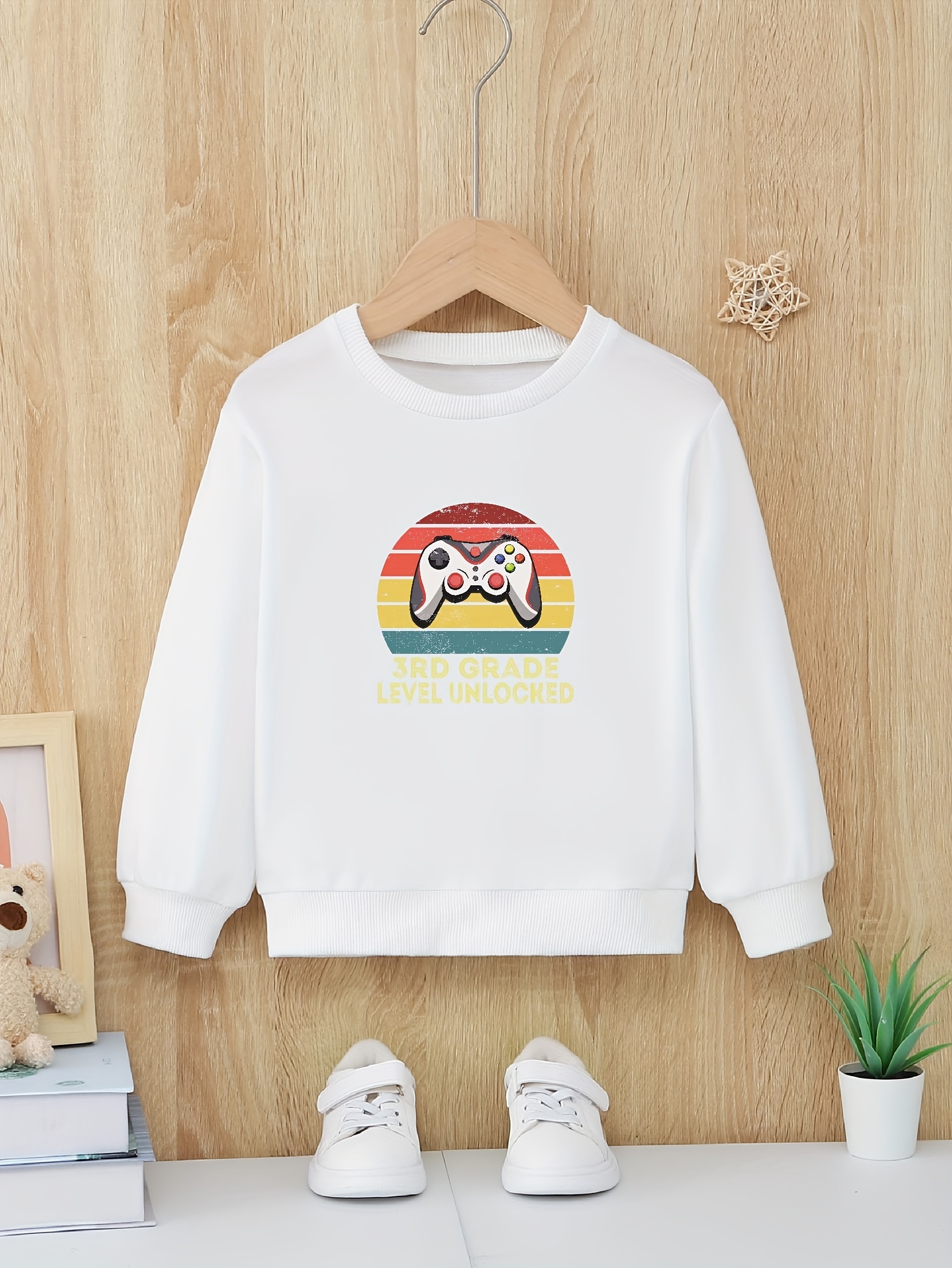 game Level'' Print Pullover Sweatshirt Party Casual Tops - Temu