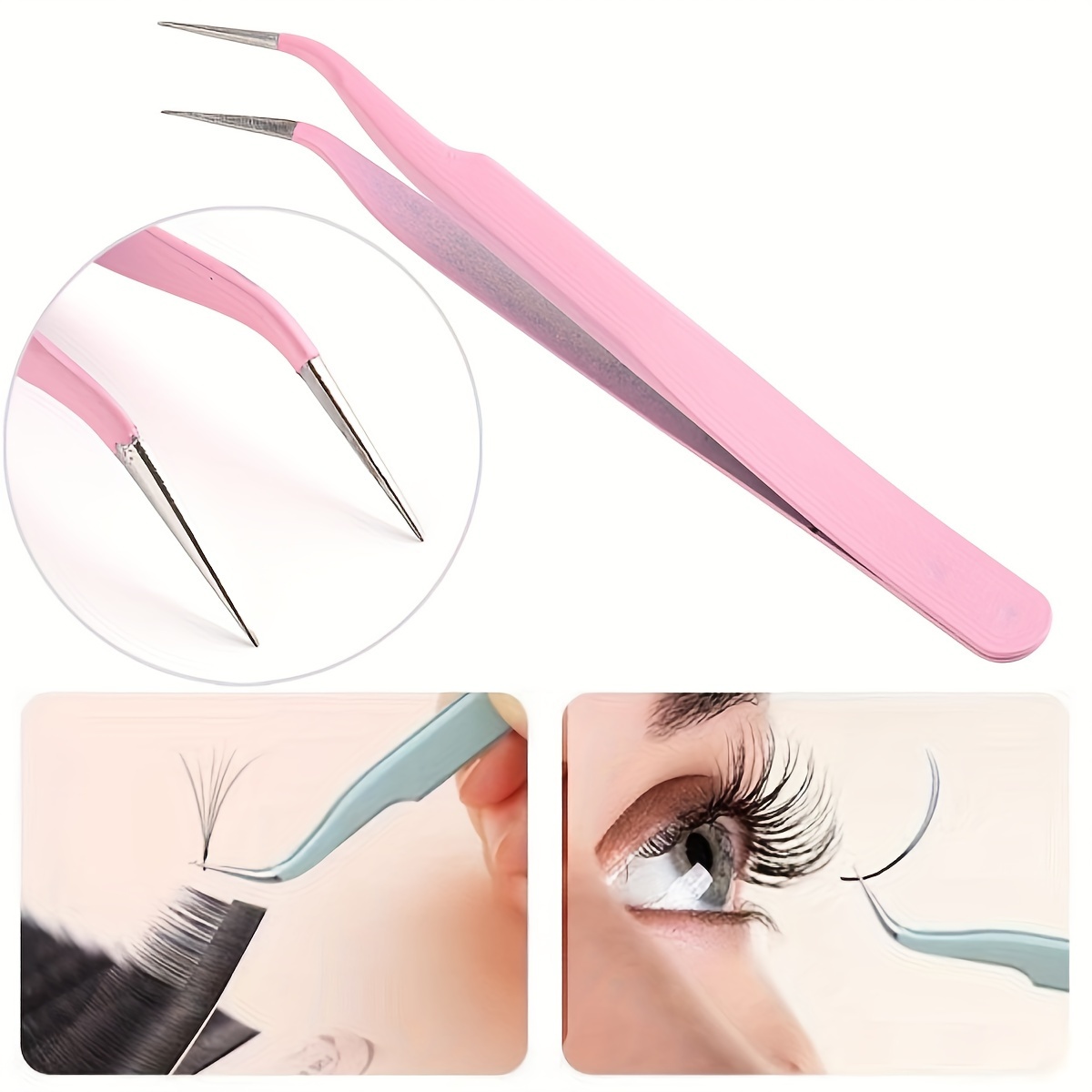 2pcs Stainless Tweezers Straight Curved Tweezers For Stickers