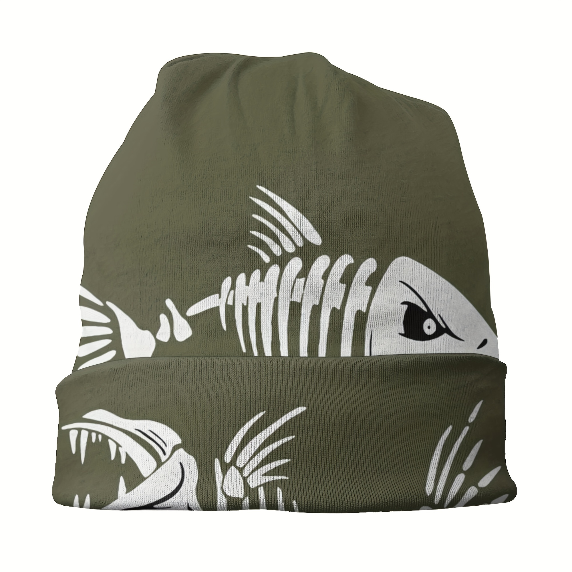 1pc Pike Hunter Fish Bone Thin Skullies Beanies Outdoor Warm Hat