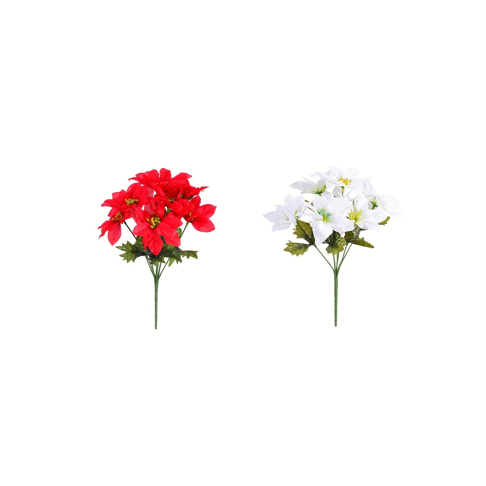 7 Heads Christmas Artificial Poinsettia Flowers Faux - Temu