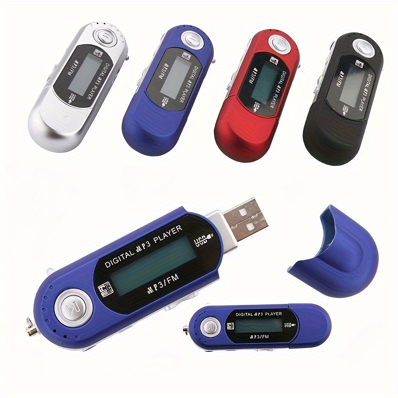 Azul - Mini reproductor MP3 de 8GB, unidad Flash USB 2,0, reproductor de  música MP3 LCD con función de Radio FM, reproductor
