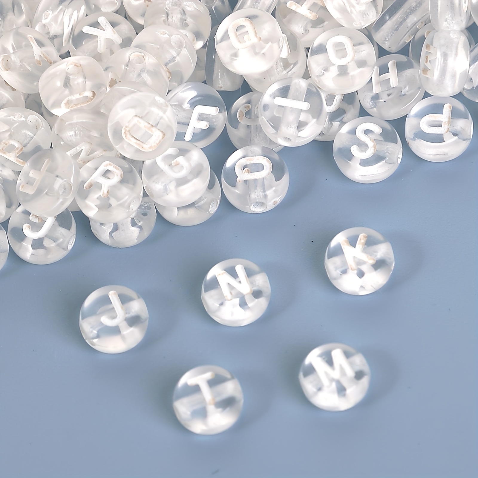 White Round Acrylic Vowel Letter Beads For Jewelry Making - Temu