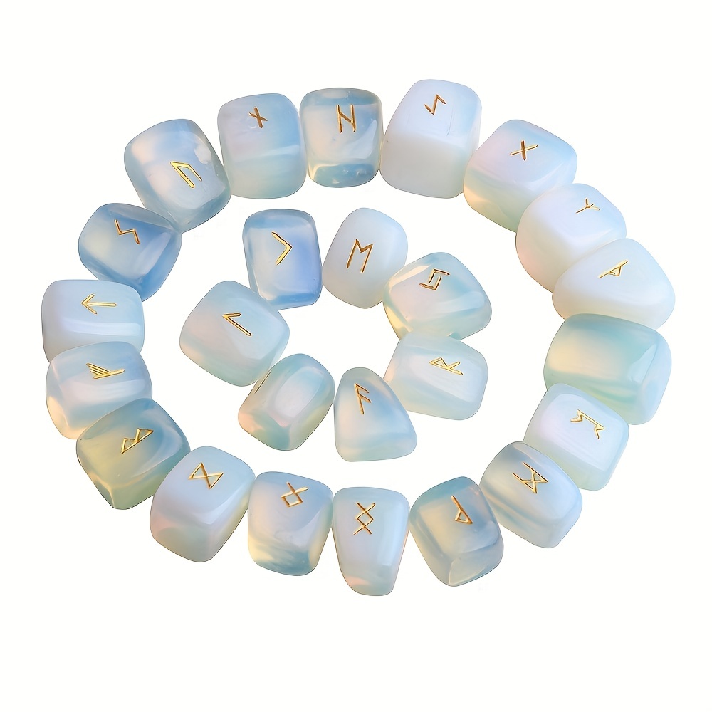Opalite Runes Stone Set 25pcs with Storage Bag
