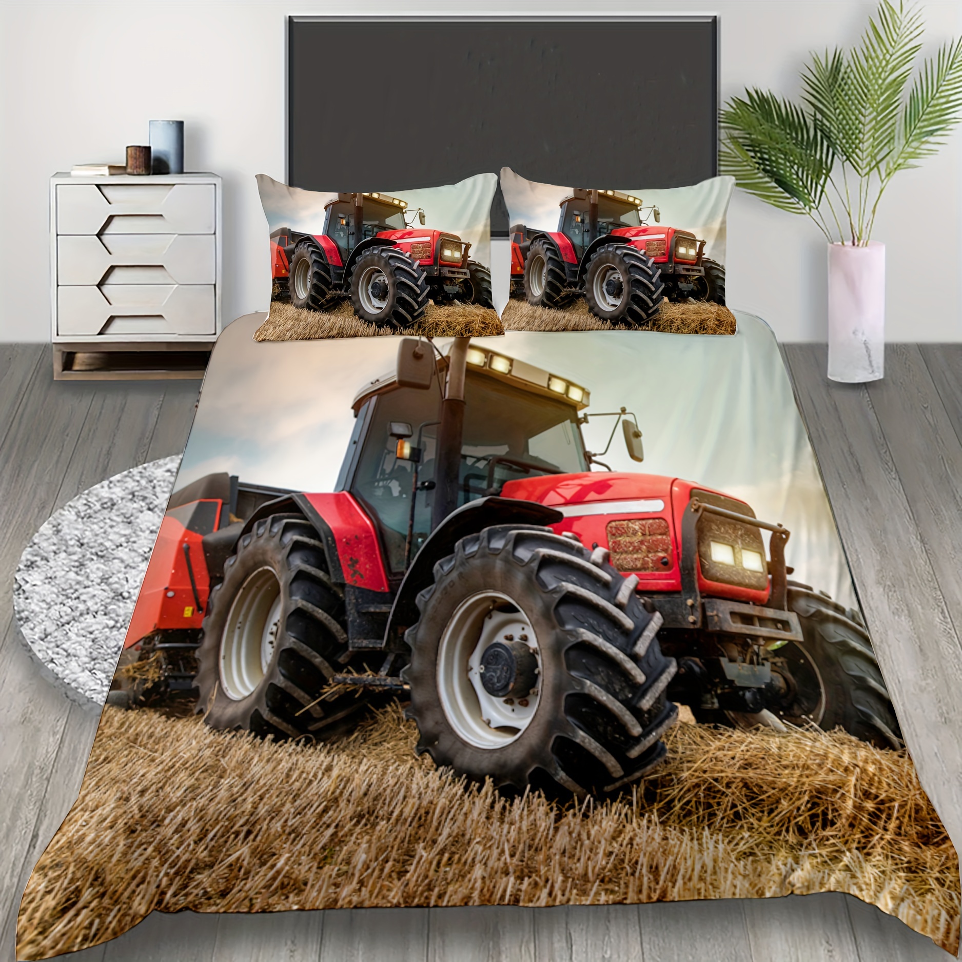3pcs Traktor-Thema Bettbezug-Set, Digitaldruck Landwirtschaftliche
