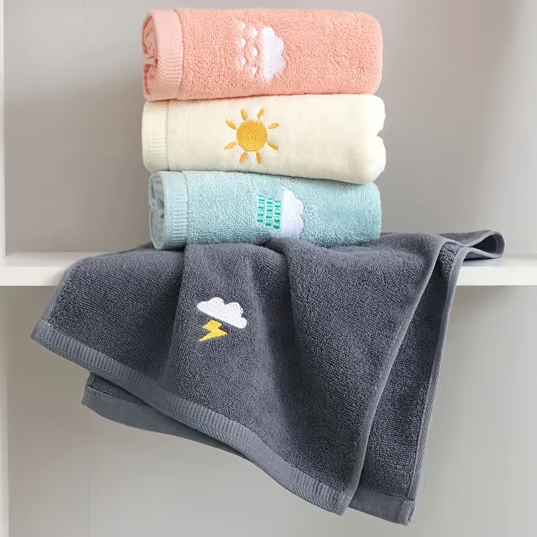 3 Pieces Cute Animal Hand Towels With Loop, Lovely Kids Hand