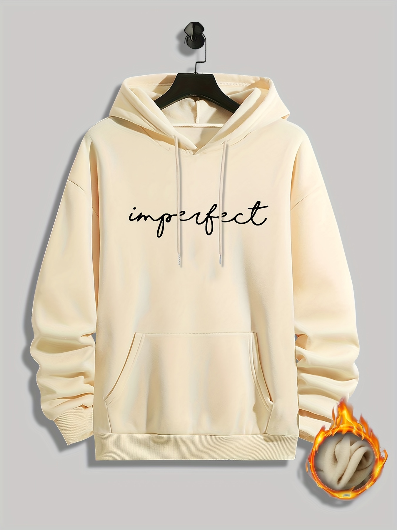 Imperfect Print Kangaroo Pocket Sweatshirt Hoodie Pullover, Fashion Street  Style Long Sleeve Sports Tops, Graphic Pullover Shirts For Men