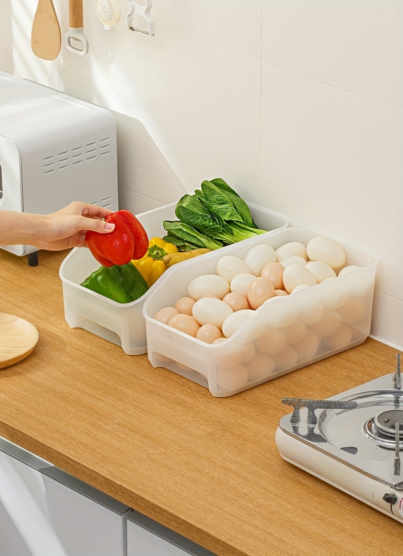 2 Refrigerator Drawer Storage Boxes, Transparent Vegetable, Egg, And Fruit  Refrigerator Crisper Boxes
