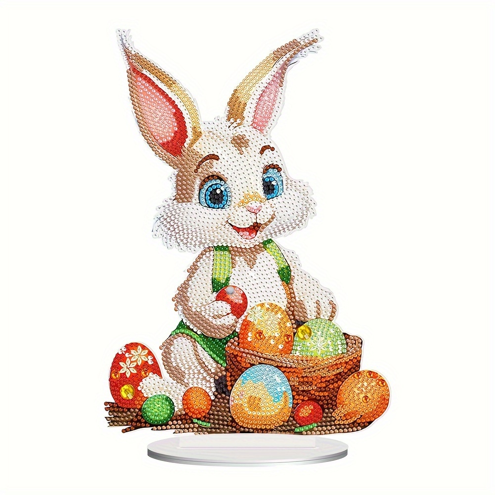 

5d Diy Easter Diamond Painting Desktop Ornament, Cartoon Rabbit Egg Diamond Art Mosaic Desktop Decoration Ornament, Art Crafts Kits, Easter Decoration, Handmade Gift