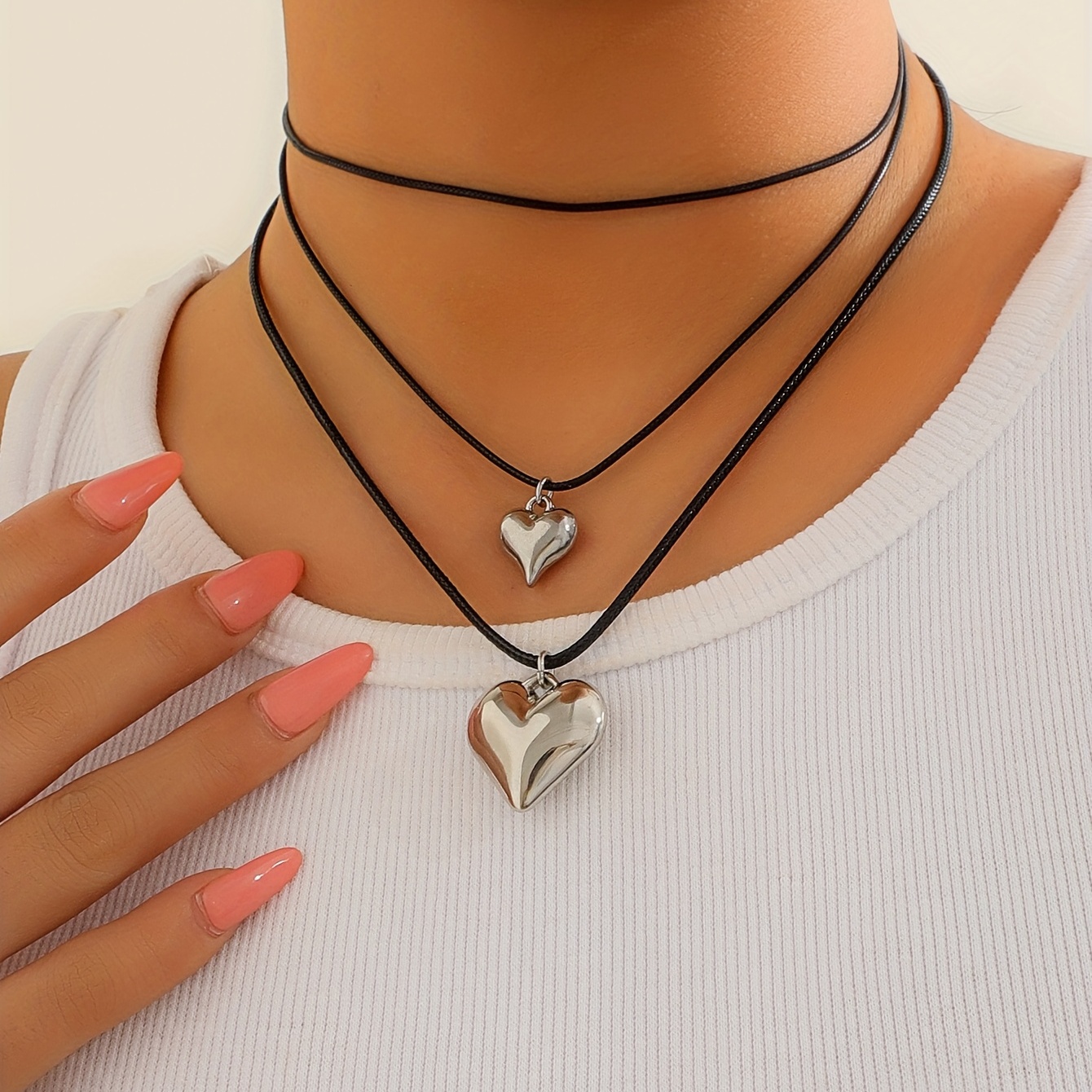 Fashion Simple Black Love Heart Pendant Necklace Clavicle Chain, Discounts  For Everyone