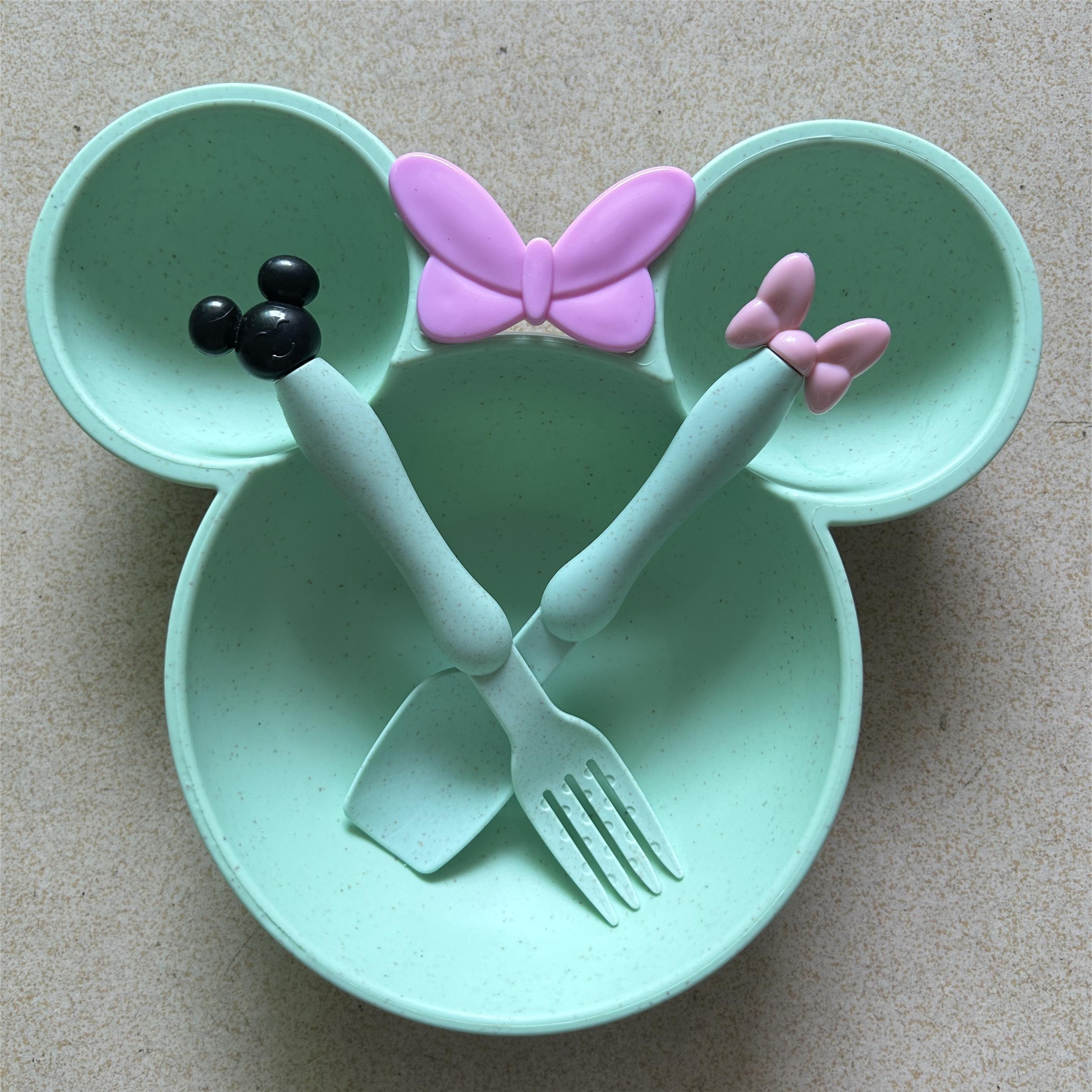 Disney-vajilla de dibujos animados de Mickey y Minnie, cuchara de