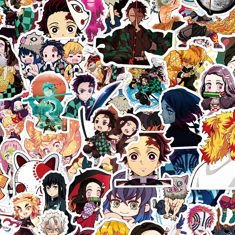 100pcs Demon Slayer Jump Comics Anime Phone Laptop Wall Decal Peeker Sticker