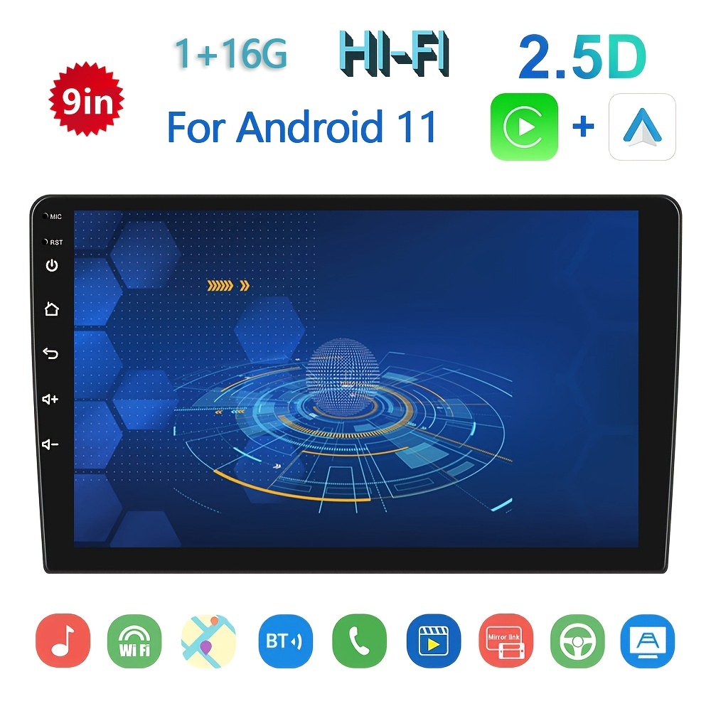 1 16G For Android 11 Double Din 9in HD 1080P 2 5D Touch Screen Car Multimedia Player With WIFI GPS FM
