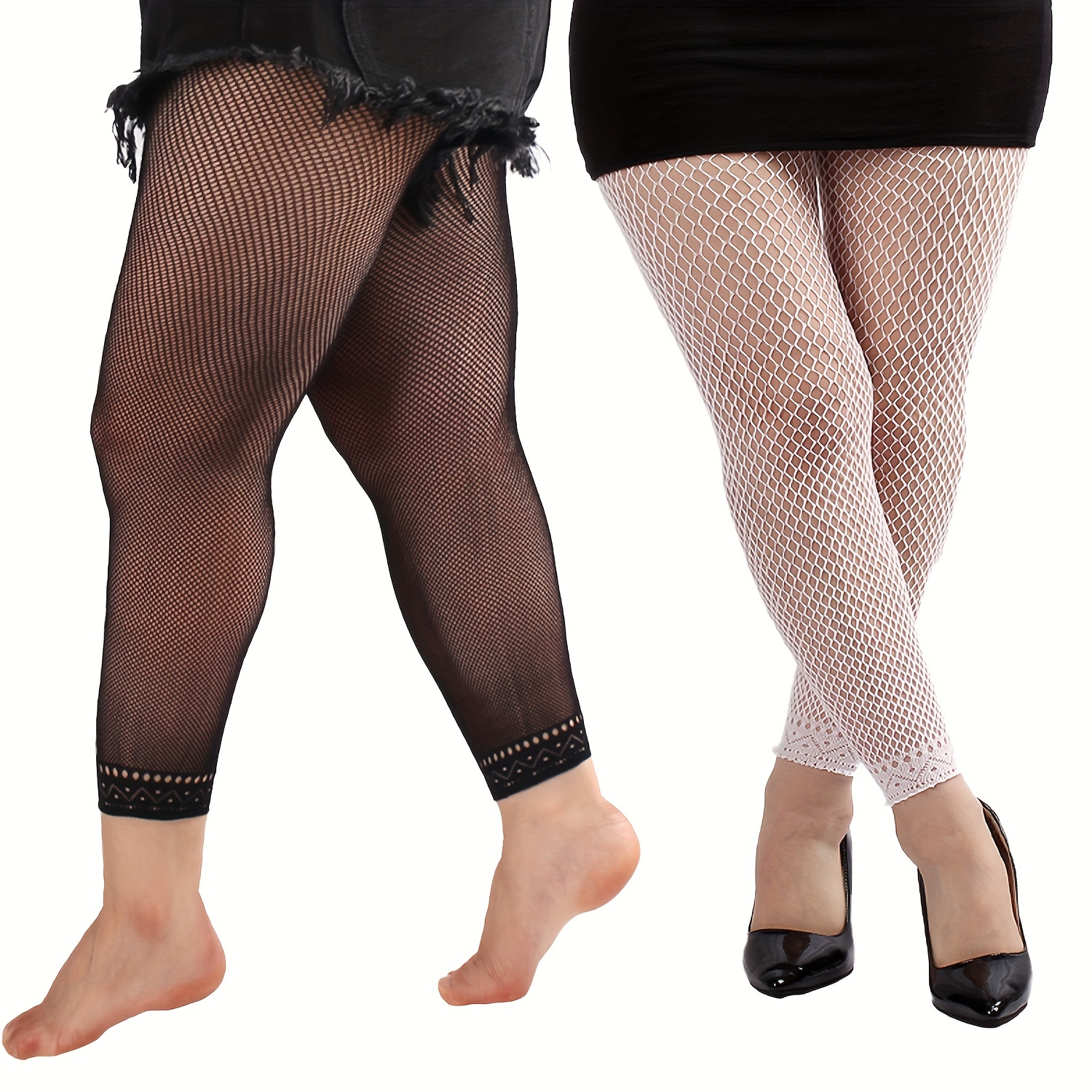 Plus Size Casual Pantyhose Set Women's Plus Solid Hollow - Temu Canada