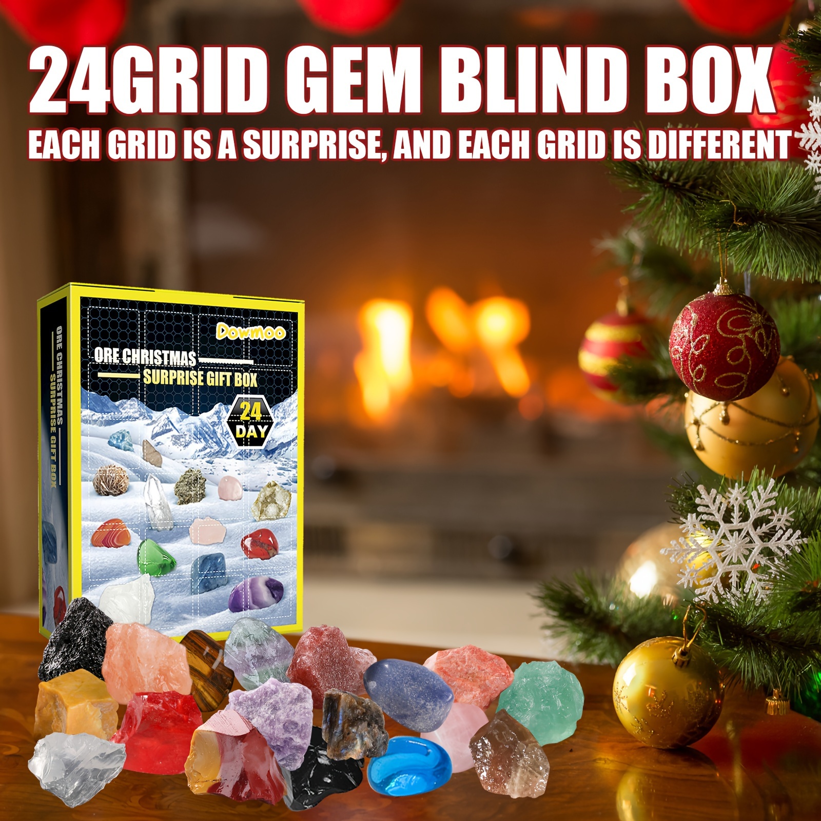 christmas gift 24 grids gift box mineral blind box christmas countdown 24 days surprise multicolor mineral toy gift box 7