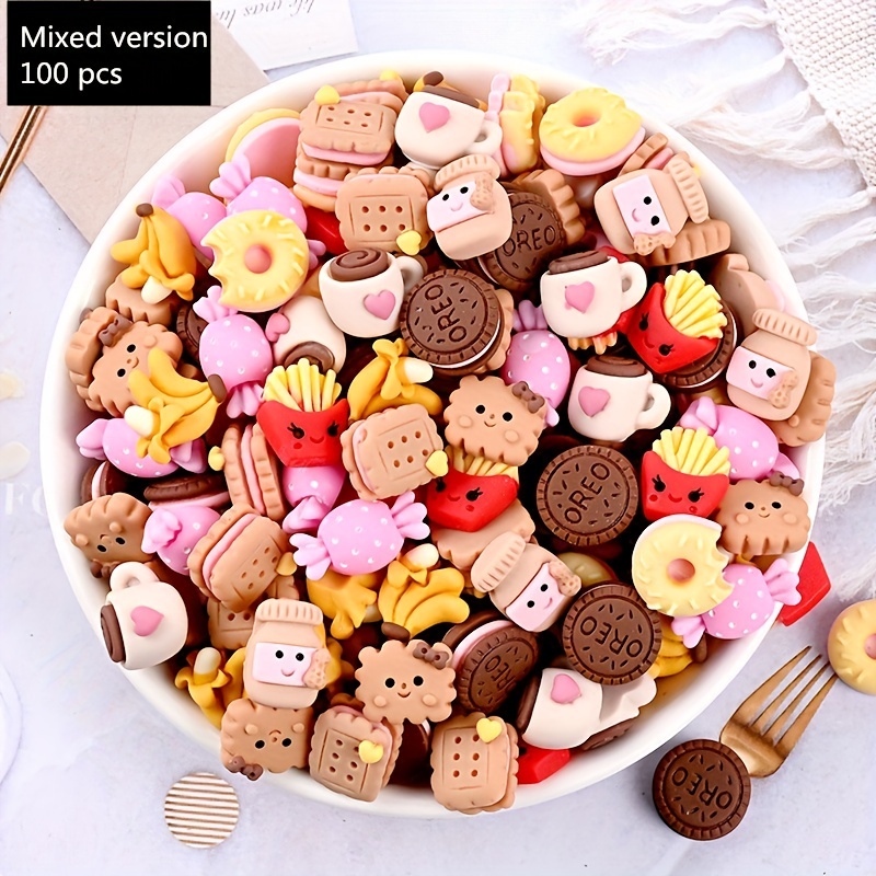 

Colorful Cartoon Resin Snack Nail Art Charms, Chip Donuts Biscuits Bananas Cream Nail Art Accessories For Diy Hair Clip Phone Case Ornament Scrapbooking Crafts Suit