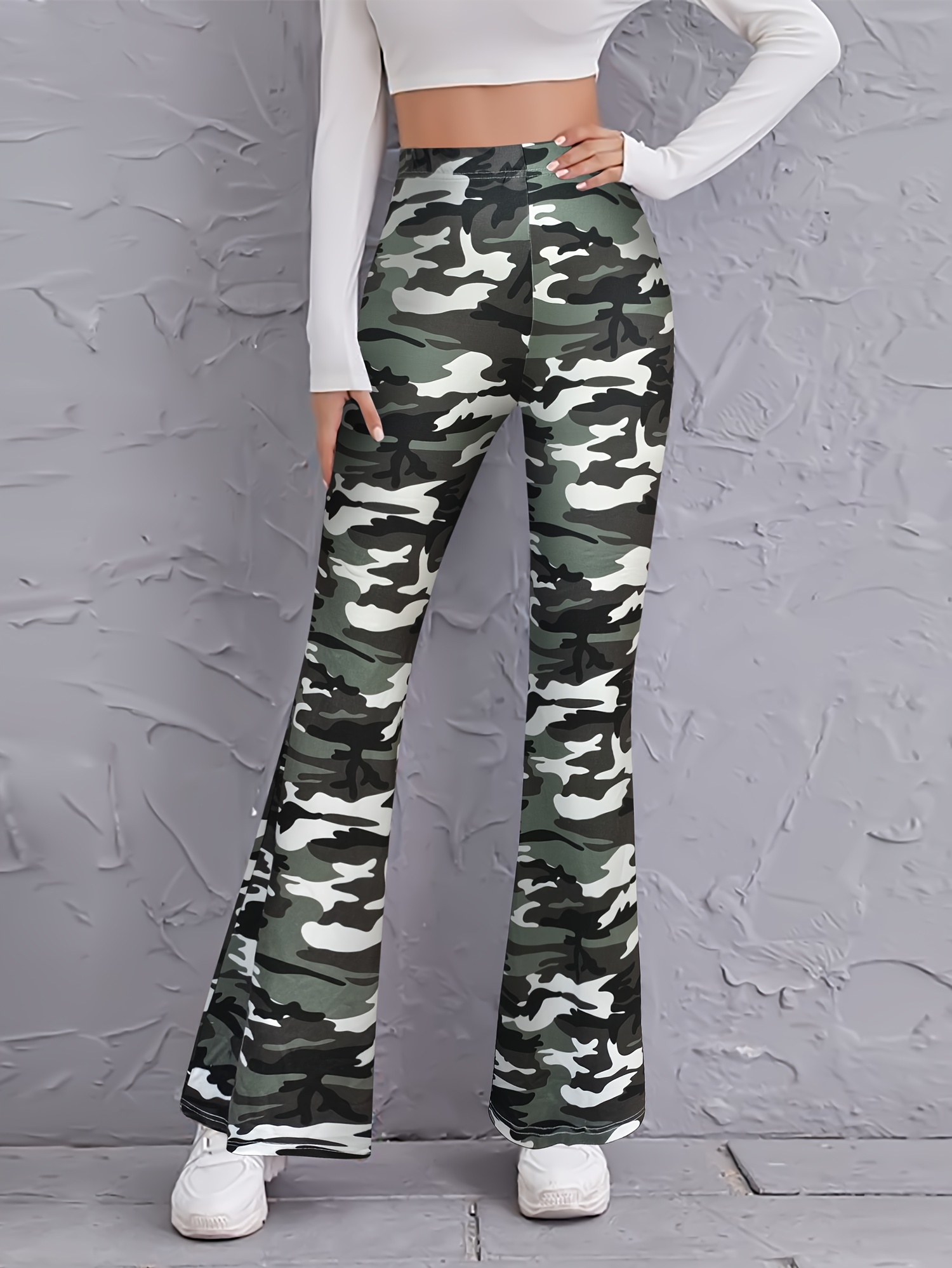 Camo Print Leggings High Waist Casual Leggings Spring Summer - Temu