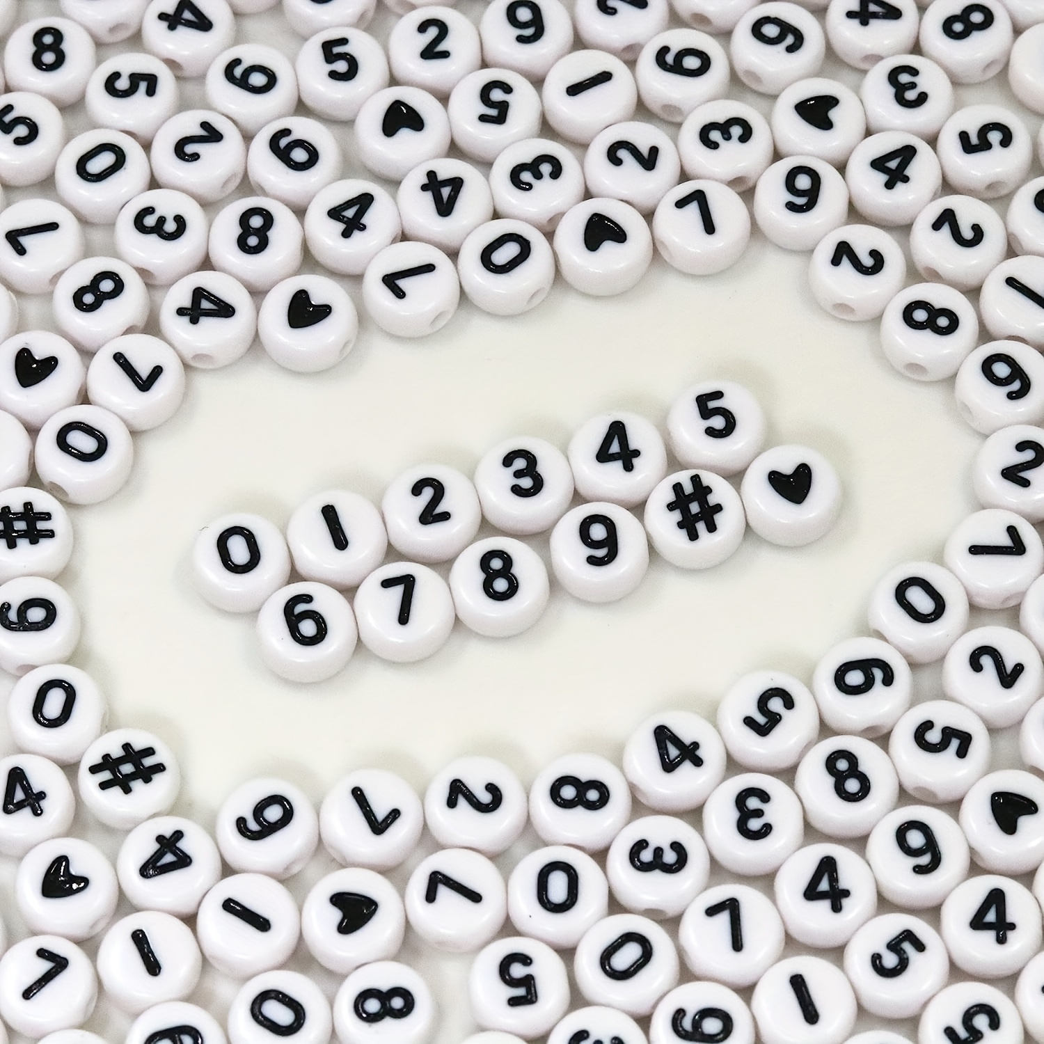 

1000pcs Acrylic Number Beads For Diy Necklaces Key Chains Bracelets (4x7 Round, White) Send A Roll Of Thread For Small Business Jewelry Making Supplies