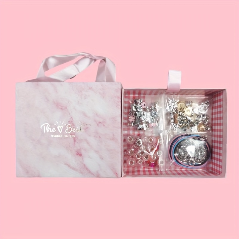 DIY Charm Bracelet Making Kit Flasoo Jewelry Kit for Teen Girls with Unicorn Mermaid Pink Stuff Craft Gifts for Birthday Christmas New Year