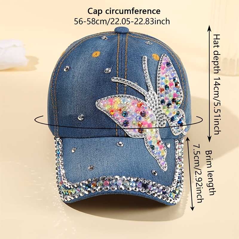 Washed Denim Sequins Fashion Versatile Sunshade Baseball For Adult